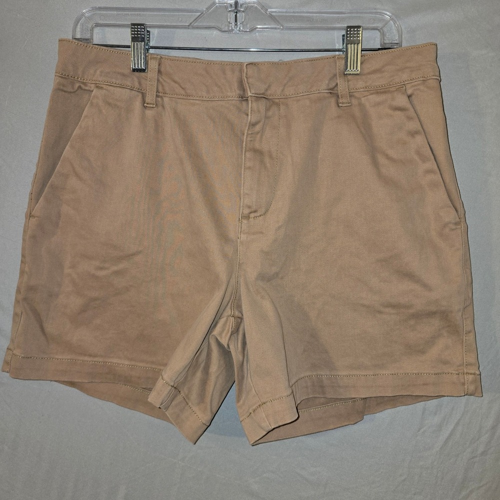 Banana Republic Chino Shorts 12 Women Tan Khaki Stretch Cotton Mid Rise Classic - Picture 1 of 7